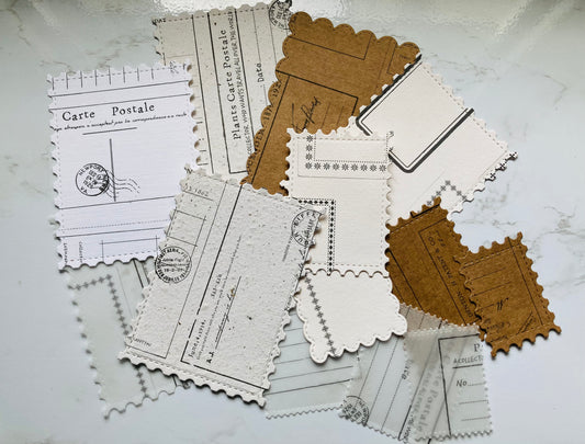 En stock / Ephémères- pochette 15 découpes imprimées - papier artisanal - handmade paper