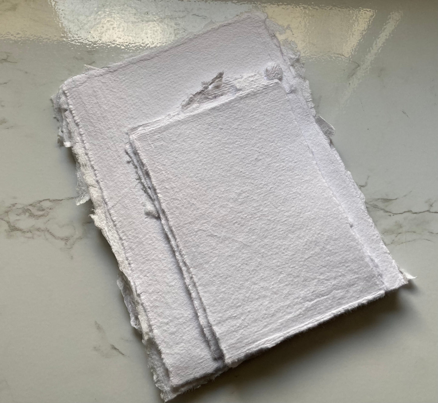 Lot de 5 feuilles A4 BLANC - Papier artisanal - papier recyclé fait-main