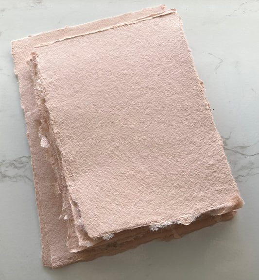 lot de 10 feuilles A6 - SAUMON Papier artisanal - papier recyclé fait-main