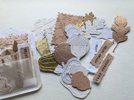 En stock / AUTOMNE- pochette scrapbooking 15 découpes - papier artisanal - handmade paper