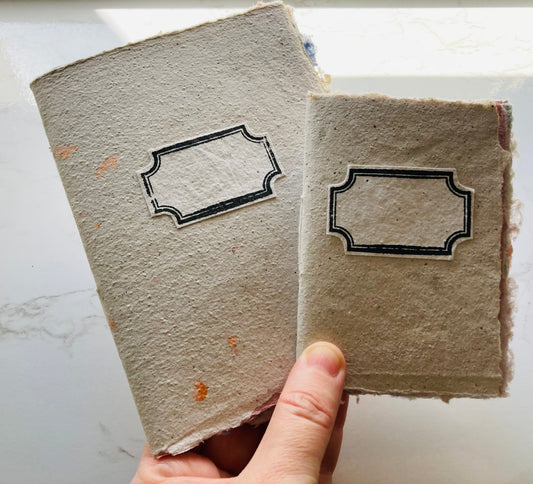 lot de 2 handmade journal A6 et A7 - papier recyclé fait-main