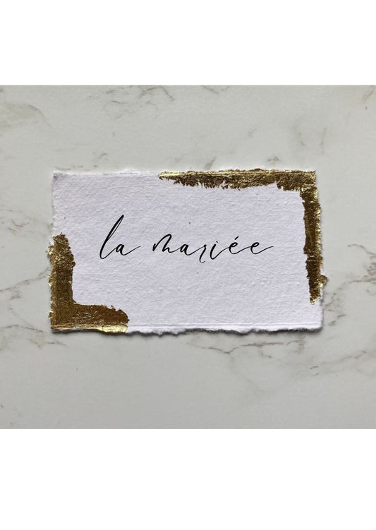 Marques-places en papier artisanal - Feuille d'or