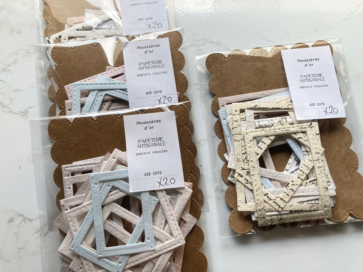 En stock / Lot de 20 cadres - journaling - papier artisanal - handmade paper