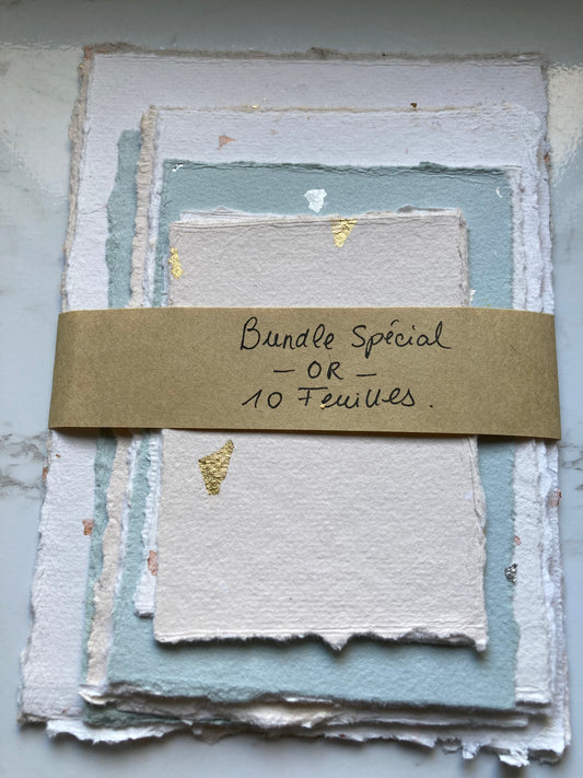 Collection or - Lot de 10 Feuilles - papier artisanal - handmade paper
