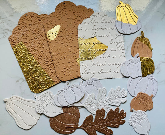 En stock / AUTOMNE- pochette 15 découpes - papier artisanal - handmade paper