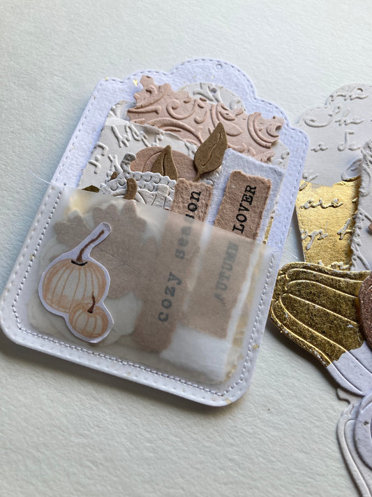 En stock / AUTOMNE- pochette scrapbooking 15 découpes - papier artisanal - handmade paper
