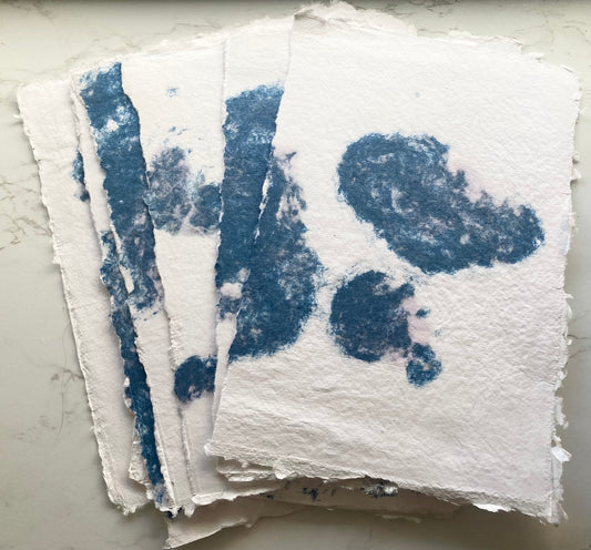 NOUVEAU lot de 5 feuilles A5 - marbré bleu blanc rustique Papier artisanal - papier recyclé fait-main