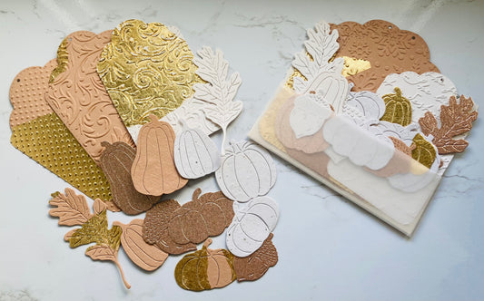 En stock / AUTOMNE- pochette 15 découpes - papier artisanal - handmade paper