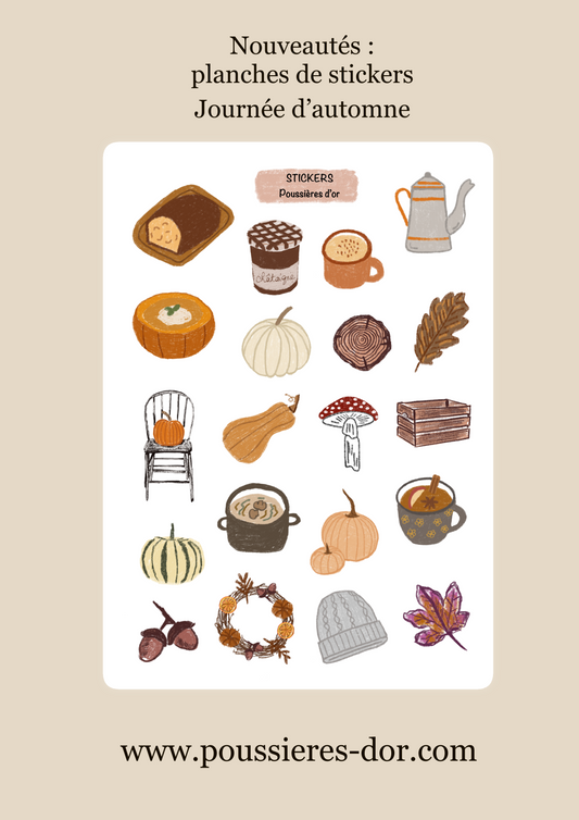 Planche de Stickers - Journée d’automne - Journaling #ref2026-01