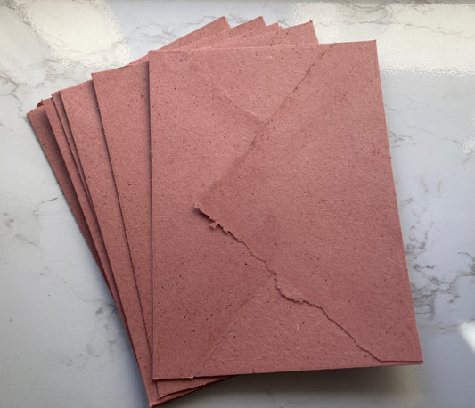 10 ENVELOPPES B6 terracotta Rustique - Papier fait-main papier artisanal - papeterie -