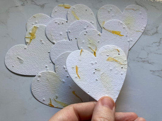 En stock / Lot de 10 étiquettes fleurs graines à planter - papier artisanal - handmade paper seeds paper - papier ensemencé