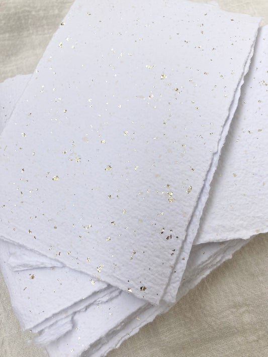 White and gold - Handmade paper craft paper - handmade paper