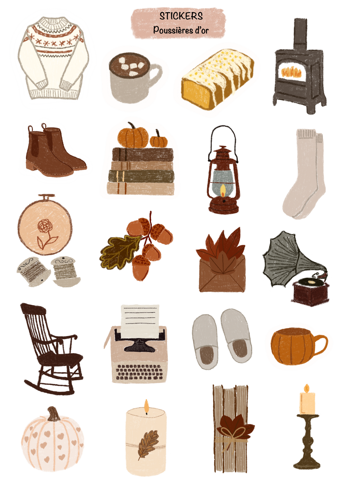 Planche de Stickers - Automne - Journaling -journaling Stickers #ref2026-06