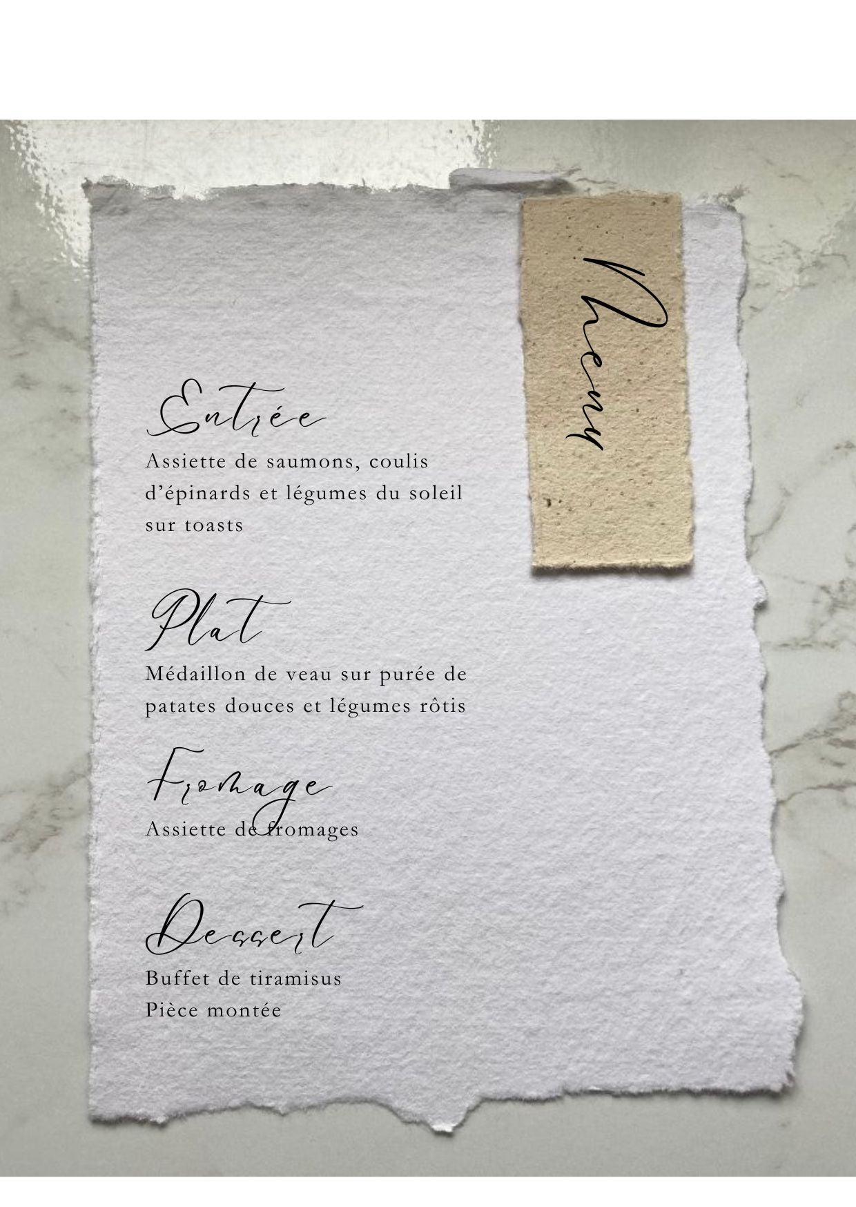Menus en papier artisanal -