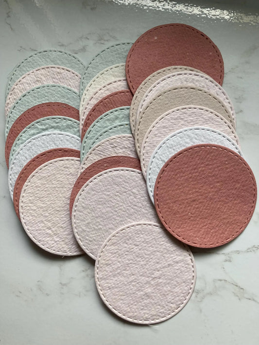 En stock / Lot de 25 cercles- papier artisanal - handmade paper