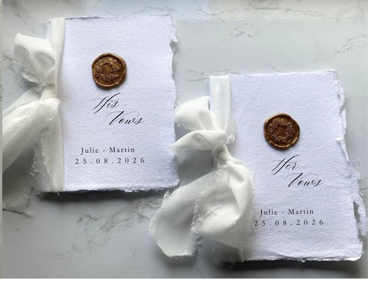 2 Livrets de vœux - papier fait-main artisanal - Vows book