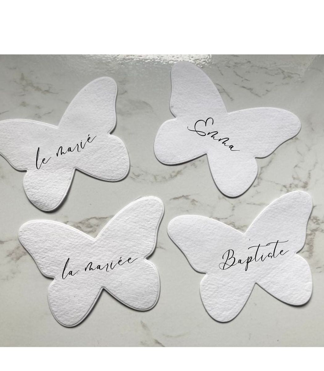 Marques-places papillons en papier artisanal -