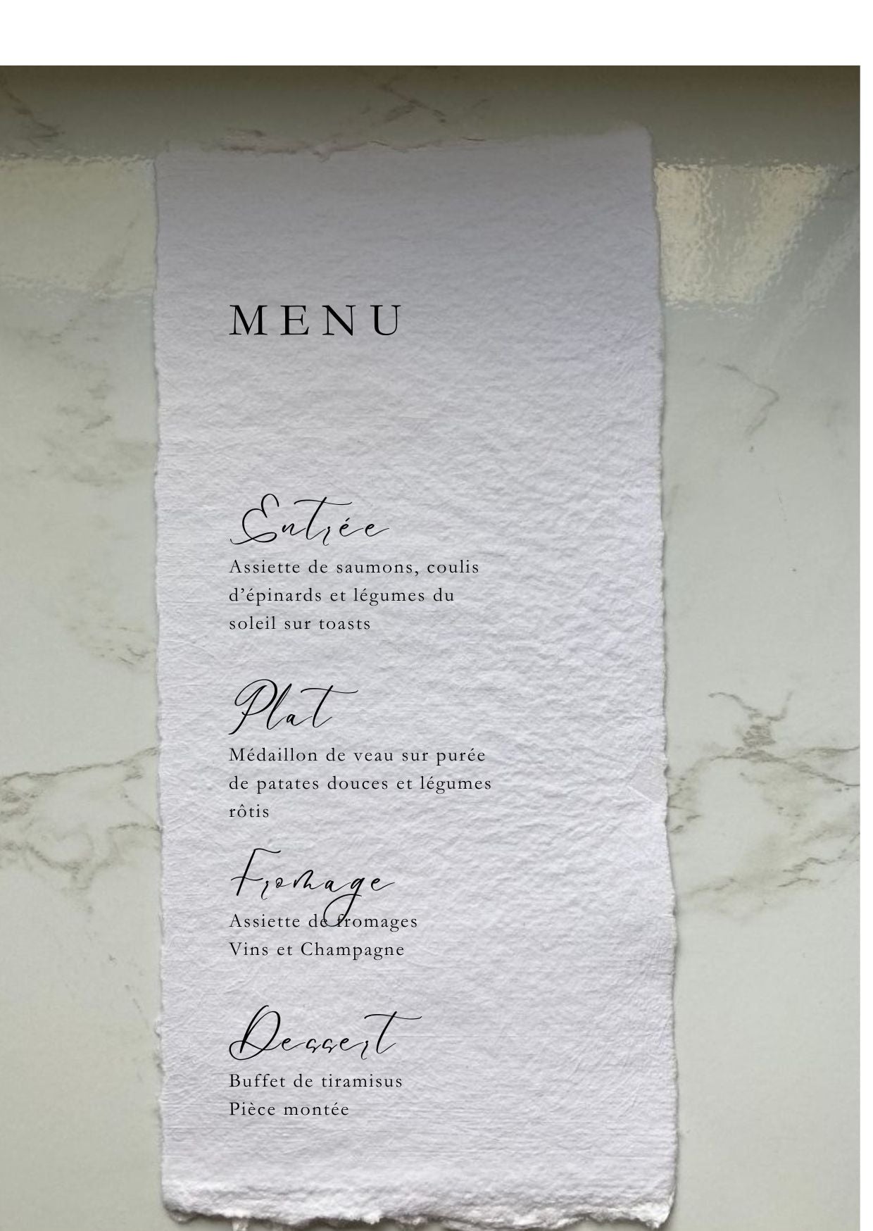 Menus en papier artisanal -