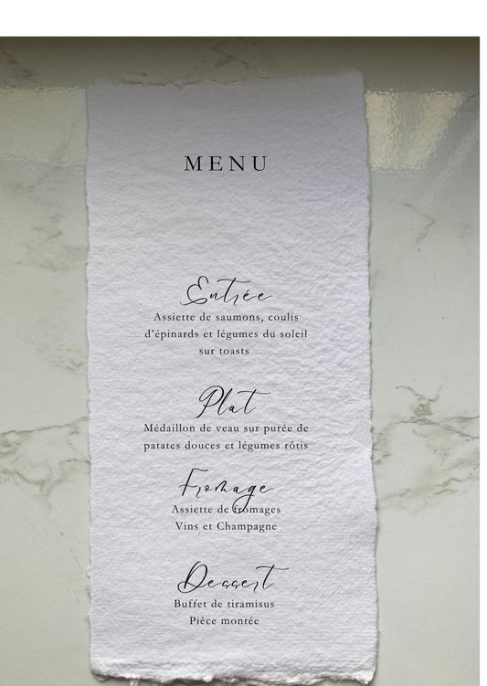 Menus en papier artisanal -
