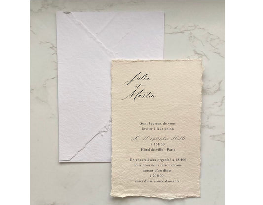 Collection SABLE - invitations en papier artisanal