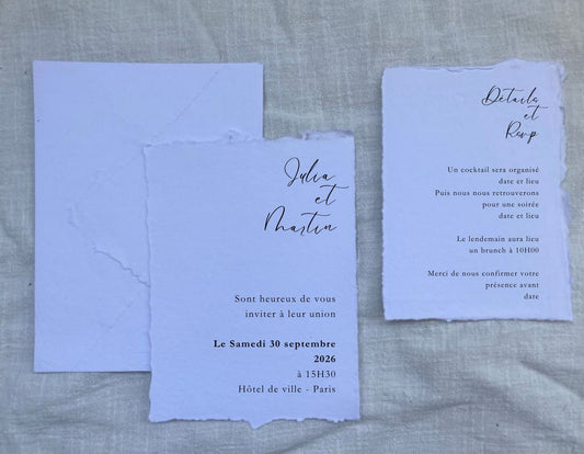 Suite sur papier artisanal blanc