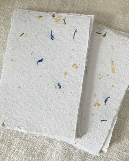 Papiers fleurs et or - Papier fait-main papier artisanal - handmade paper