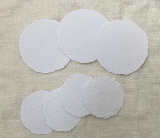 X 10 Cercles- papier fait-main - blanc