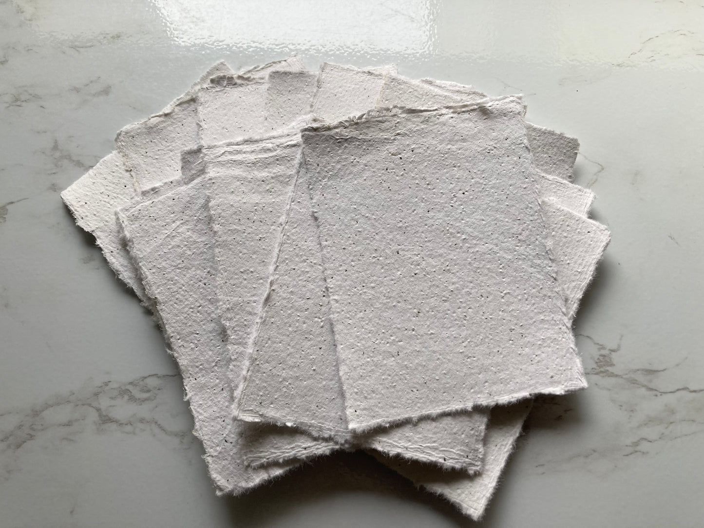 lot de 25 CARTES BLANC RUSTIQUE Papier artisanal - papier recyclé fait-main