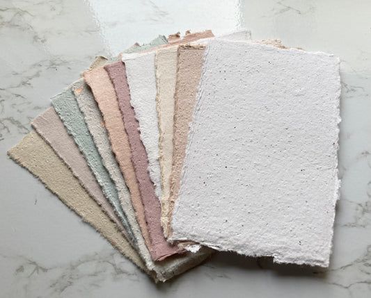 lot de 10 cartes MIX Papier artisanal - papier recyclé fait-main