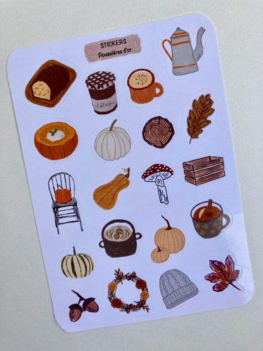 Planche de Stickers - Journée d’automne - Journaling  #ref2026-01