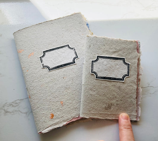 //////PROS//////lot de 2 handmade journal A6 et A7  - papier recyclé fait-main