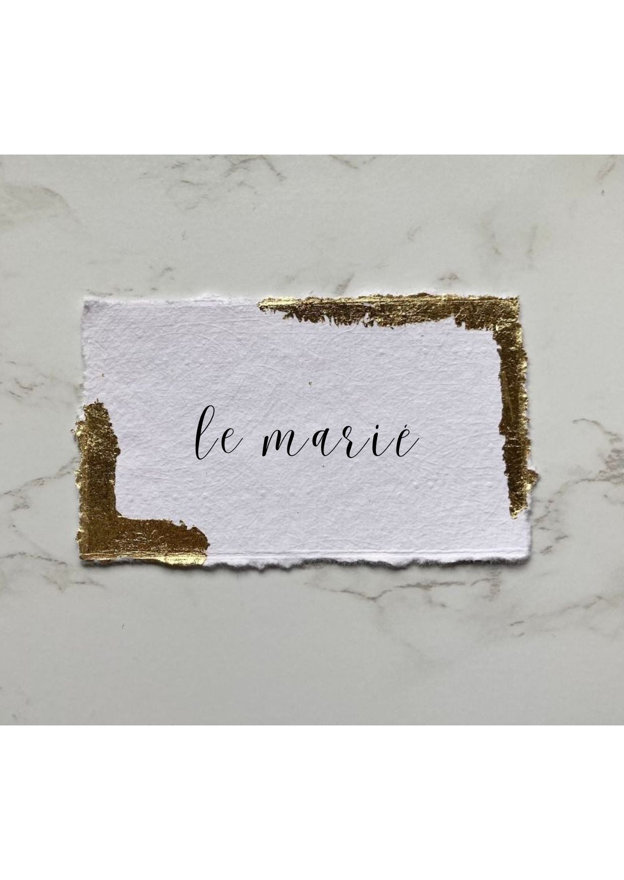 Marques-places en papier artisanal - Feuille d'or