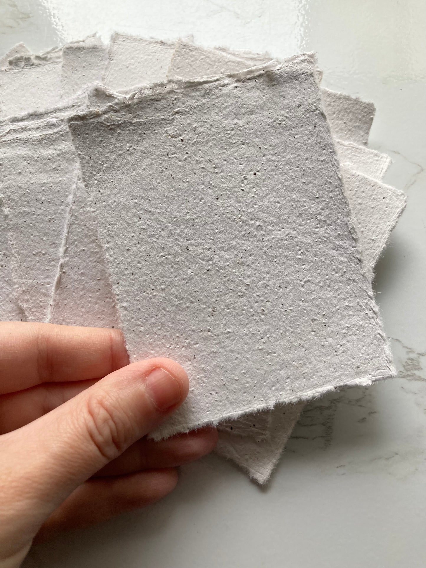 lot de 25 CARTES BLANC RUSTIQUE Papier artisanal - papier recyclé fait-main