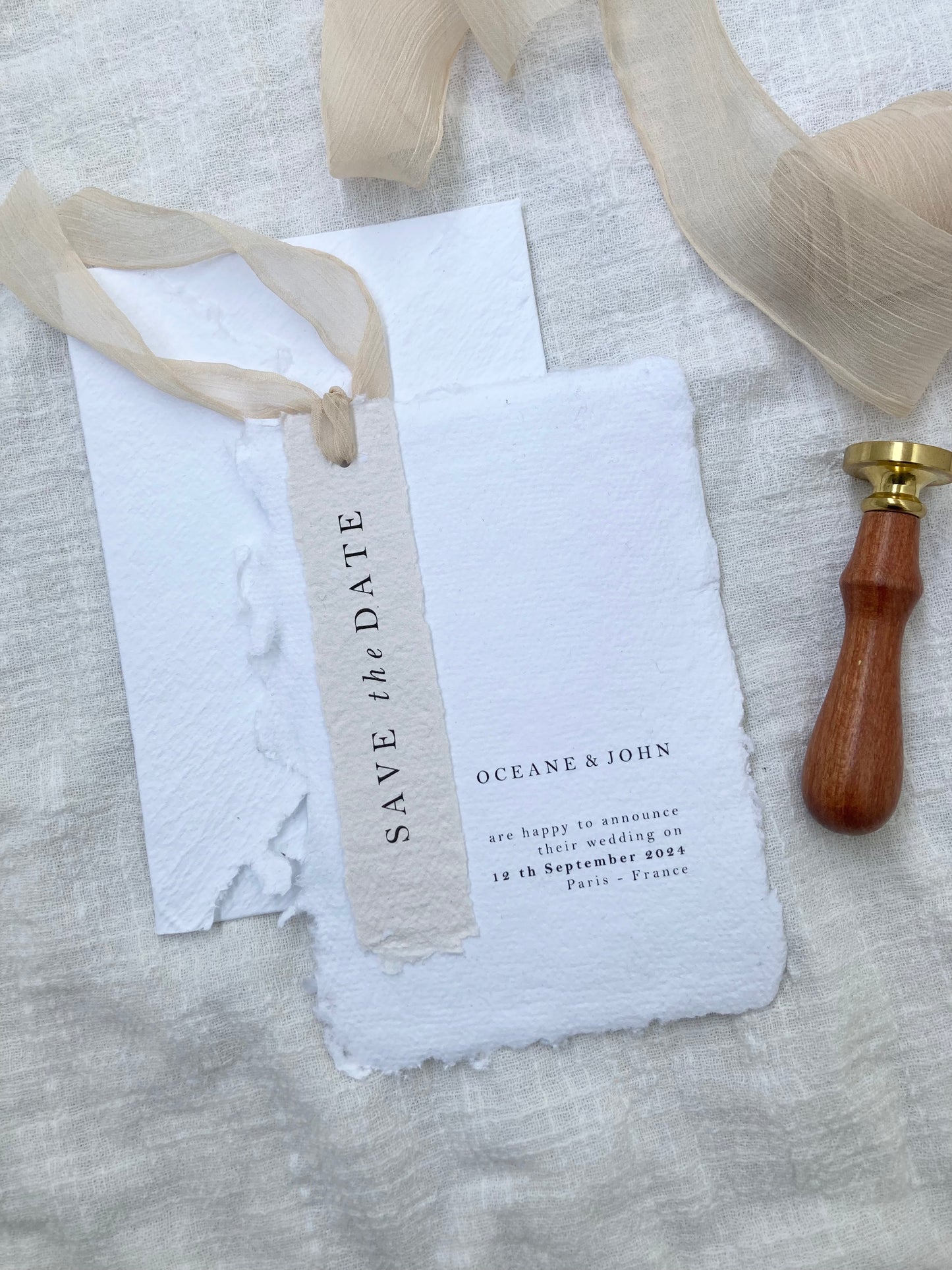 Save the date - wedding and handmade envelope - handmade paper