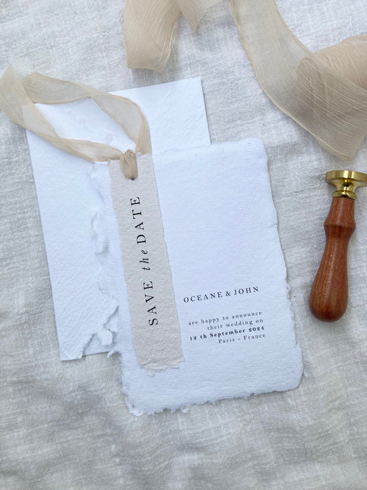 Save the date - wedding and handmade envelope - handmade paper