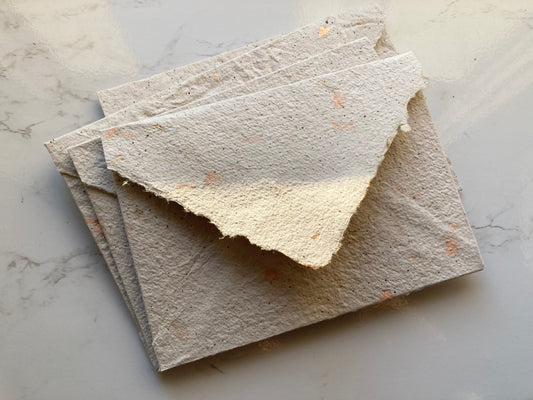 En stock/ 5 X ENVELOPPES Rose Gold café Rustique B6 - Papier fait-main papier artisanal - papeterie