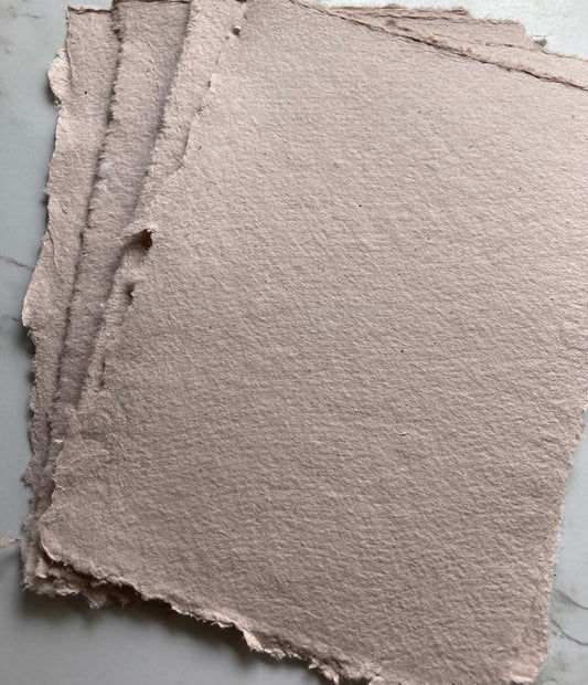NOUVEAU lot de 5 feuilles A5 - Vieux Rose rustique Papier artisanal - papier recyclé fait-main
