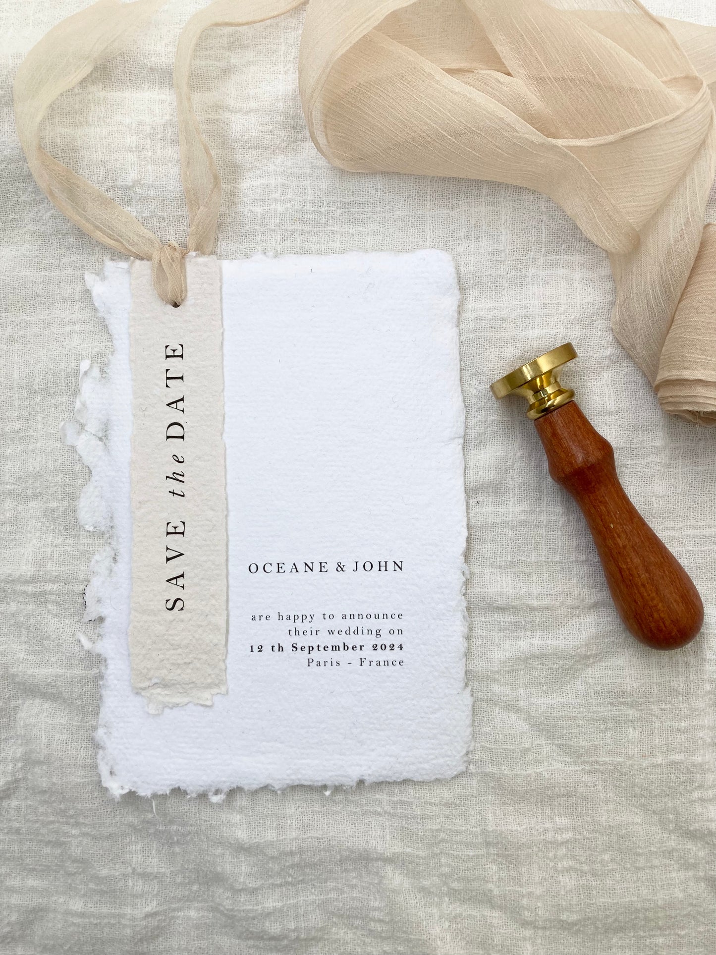 Save the date - wedding and handmade envelope - handmade paper