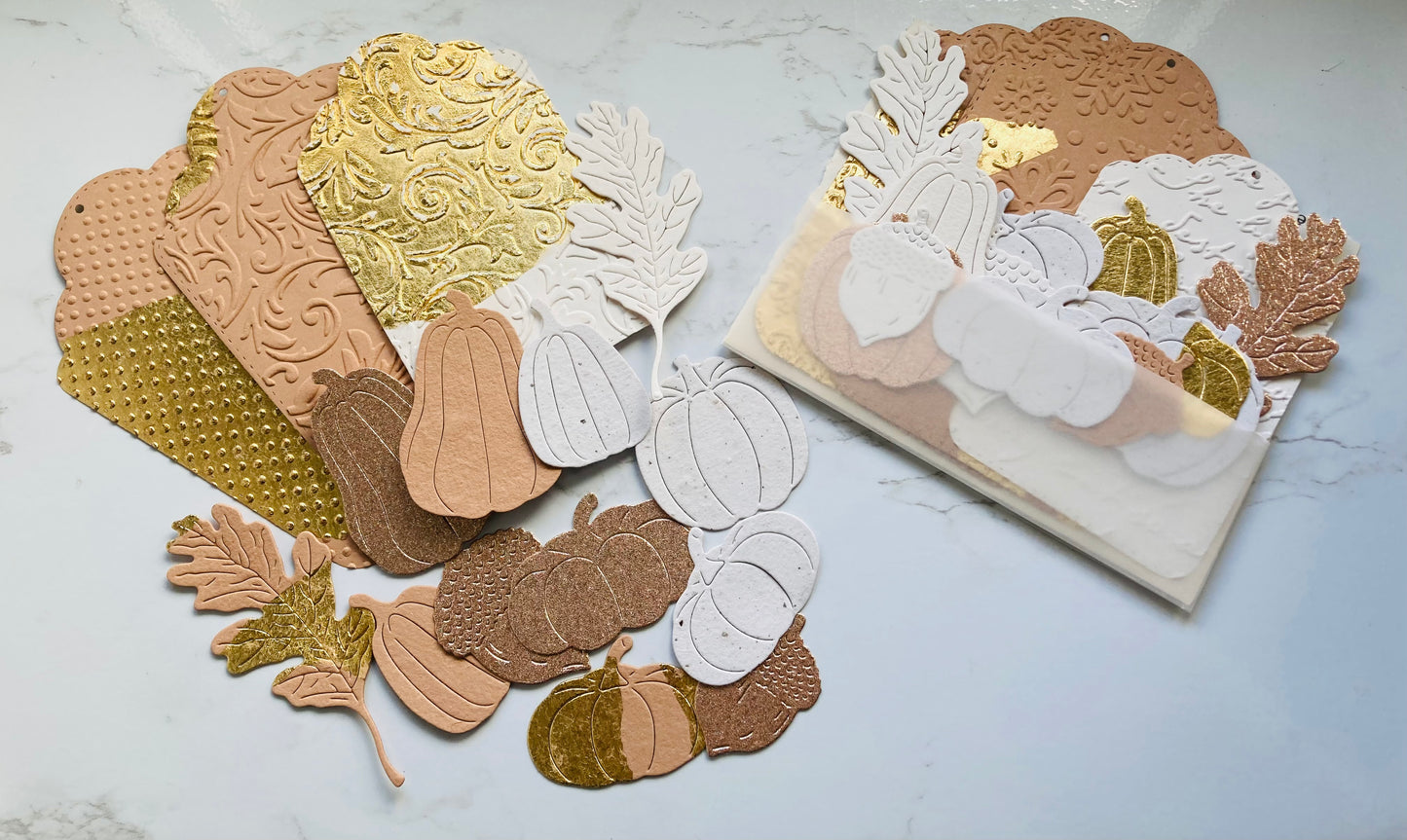 En stock / AUTOMNE- pochette 15 découpes - papier artisanal - handmade paper