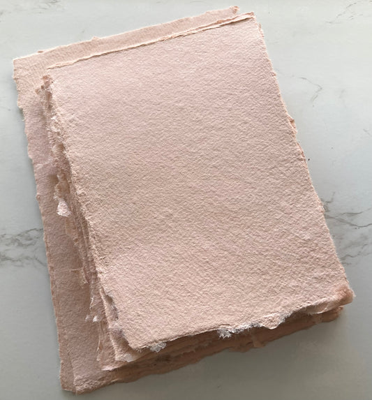 lot de 10 feuilles A6 - SAUMON Papier artisanal - papier recyclé fait-main