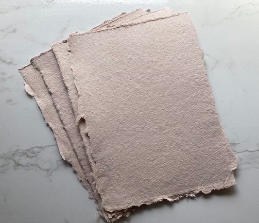 NOUVEAU lot de 5 feuilles A5 - Vieux Rose rustique Papier artisanal - papier recyclé fait-main