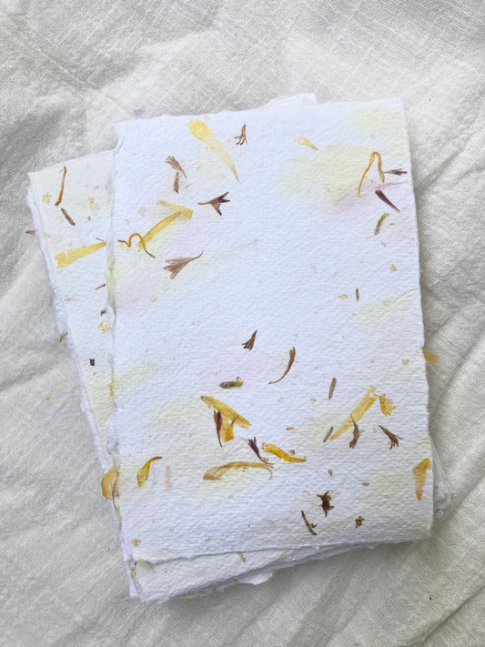 Papiers fleurs et or - Papier fait-main papier artisanal - handmade paper