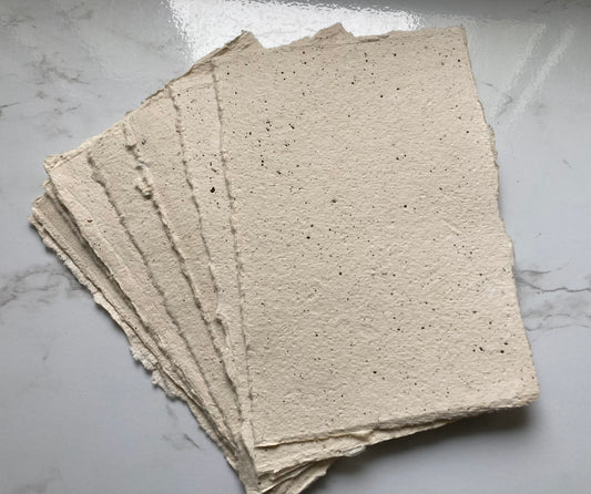 lot de 5 FEUILLES A5 graines de vanille Papier artisanal - papier recyclé fait-main