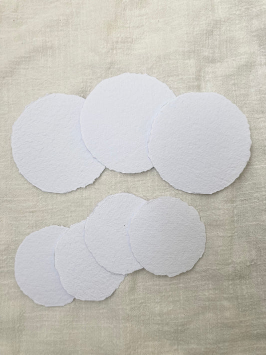 X 10 Cercles- papier fait-main - blanc