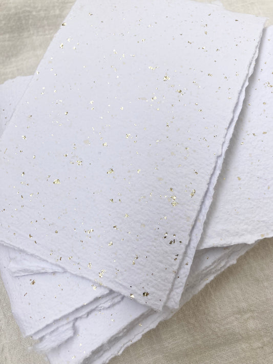 Blanc et or - Papier fait-main papier artisanal - handmade paper