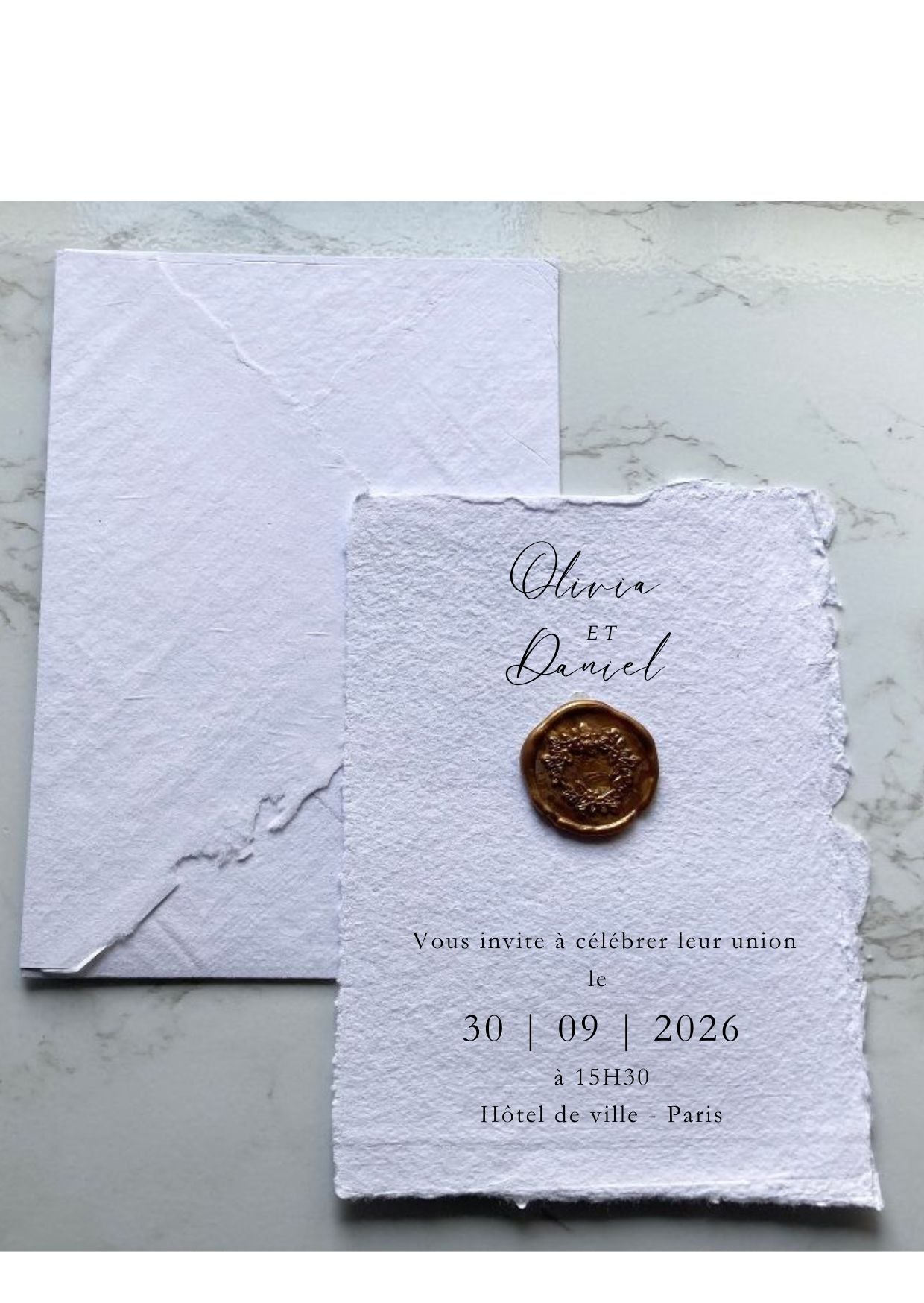 Collection CUIVRE - invitations en papier artisanal