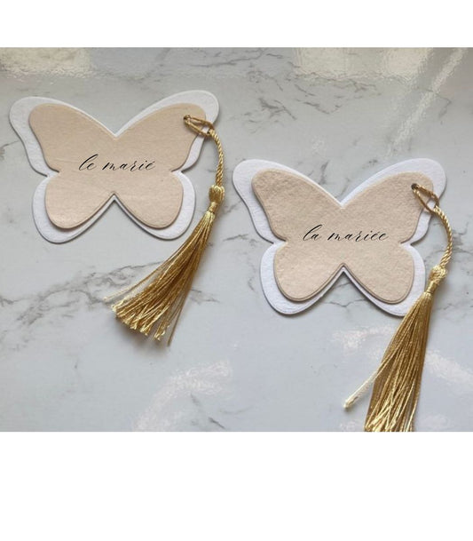 Marques-places  papillons en papier artisanal -
