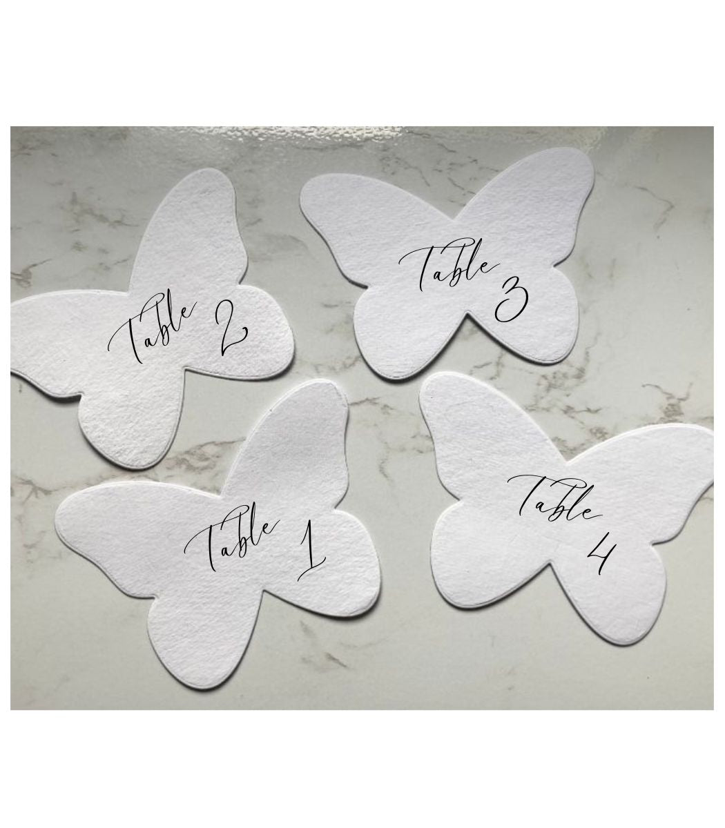 Numéro de table en forme de papillons - papier artisanal