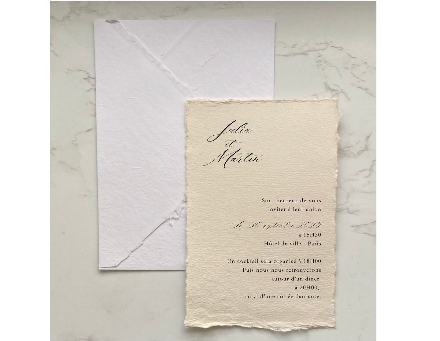 Collection SABLE - invitations en papier artisanal