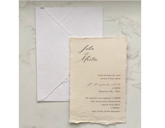 Collection SABLE - invitations en papier artisanal
